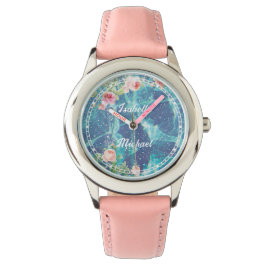 Romantische blaue, kundenspezifische Namen Armbanduhr