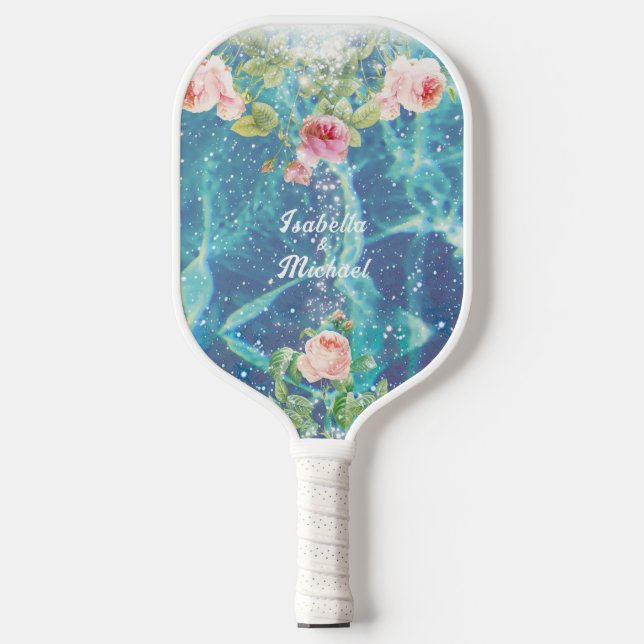 Romantische blaue, kundenspezifische Paare: Pickle Pickleball Schläger (Vorderseite)