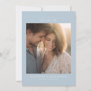 Romantische Blaue Minimalistische Foto Save The Date