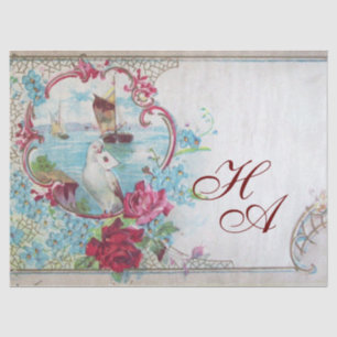 ROMANTISCHE BLAUE PINK FLORAL, DOPPEL, ROSE UND SA SEIDENPAPIER