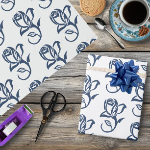 Romantische blaue Regency-Schwule-Botanische Silho Geschenkpapier