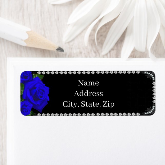 Romantische blaue Rose und Diamanten adressieren L (Insitu)