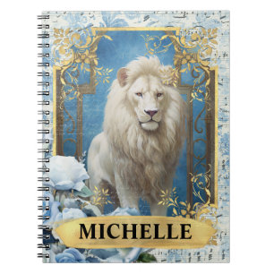 Romantische blaue Rose und Lion Fantasy Notizblock