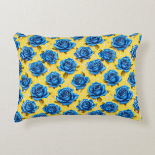 Romantische Blaue Rosen Moderne Blume Dekokissen