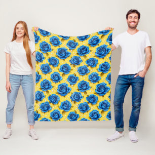 Romantische Blaue Rosen Moderne Blume Fleecedecke