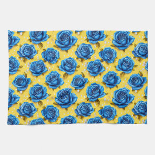 Romantische Blaue Rosen Moderne Blume Geschirrtuch