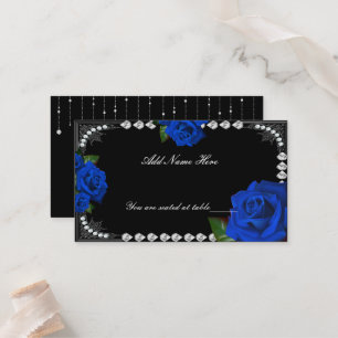 Romantische blaue Rosen und Diamantentisch-Platzka Platzkarte
