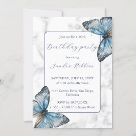 Romantische blaue Schmetterlinge zum Geburtstag Ei Einladung
