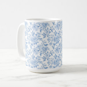 Romantische blaue weiße Blumen Kaffeetasse