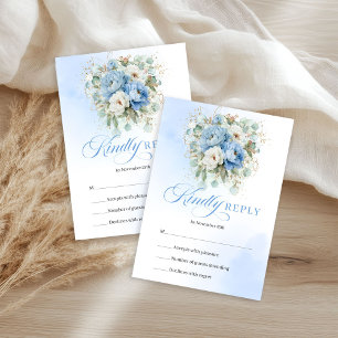 Romantische blaue weiße Pfingstrosen Eukalyptus Ho RSVP Karte