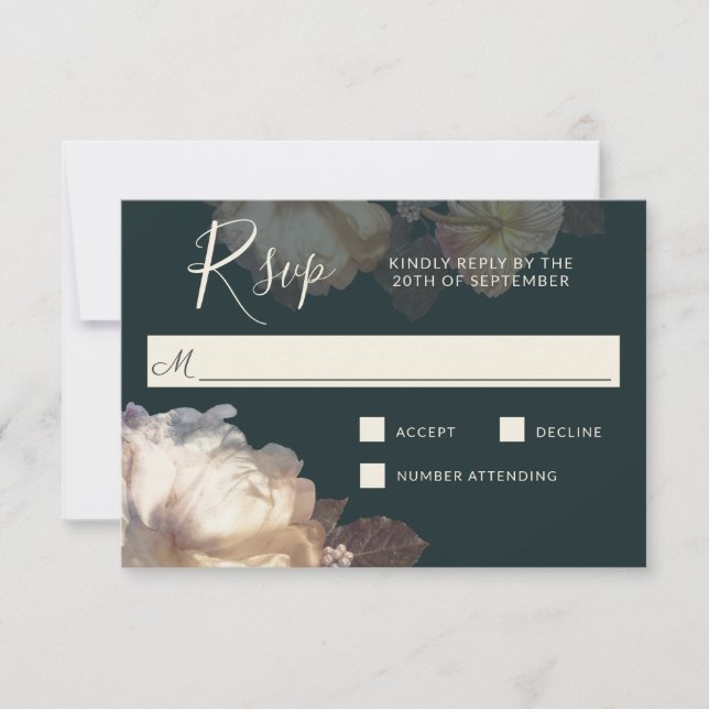Romantische Blooms Elegante Blumenhochzeit RSVP (Vorderseite)