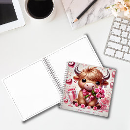 Romantische Blooms Hochland Kuh Valentine Notizbuch