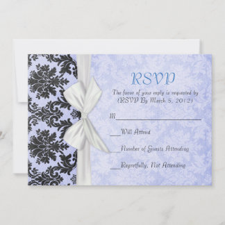 Romantische Blue Blush Damask RSVP-Karte Einladung