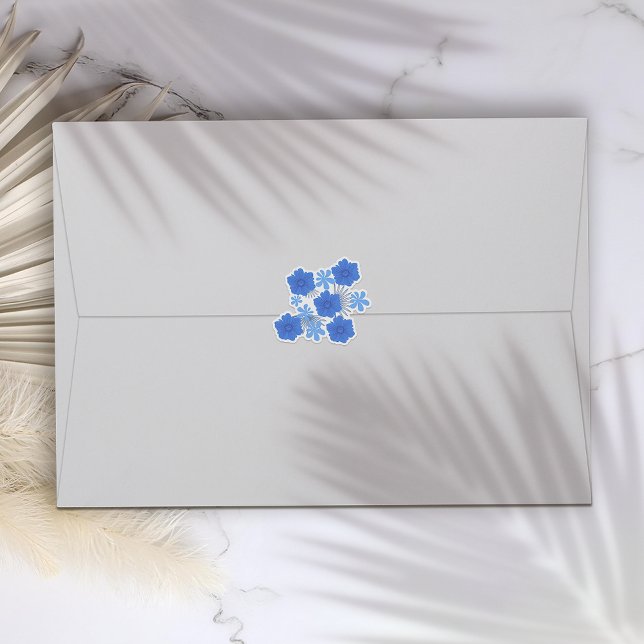 Romantische Blue Floral Wedding Stickers Aufkleber (Von Creator hochgeladen)