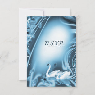 Romantische Blue Swan Liebe Wedding RSVP Karte
