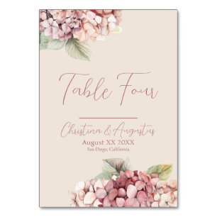 Romantische Blume aus Pink und Blush Tischnummer