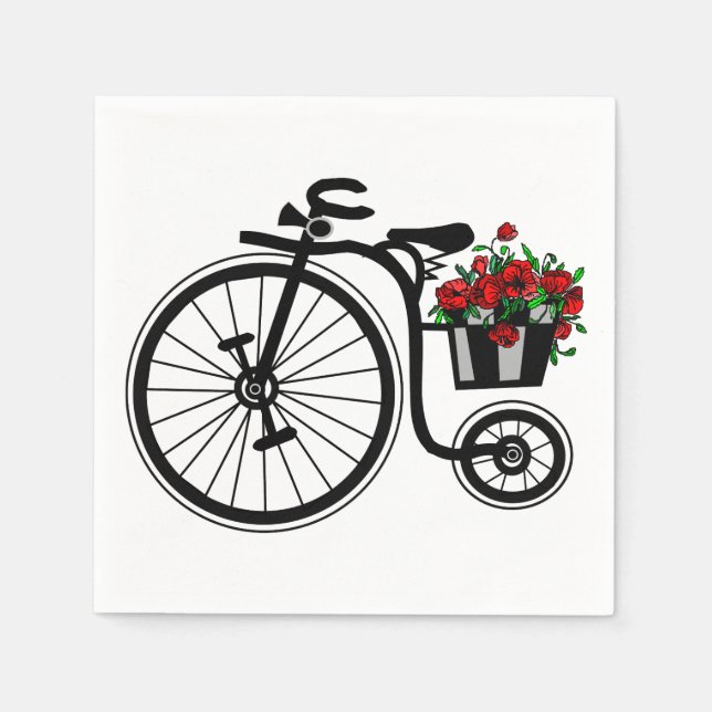 Romantische Blume Bike Neapel - Farbe oder Text Serviette (Vorderseite)