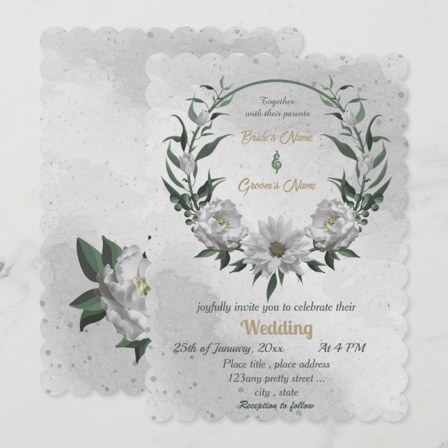 Romantische Blume Botanische Hochzeit Einladung (Vorne/Hinten)