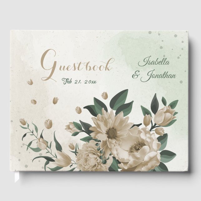 romantische Blume Champagner Gästebuch (Vorderseite)