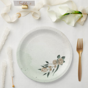 romantische Blume Champagner Pappteller