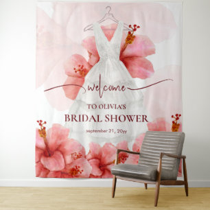 Romantische Blume Dress Brautparty Willkommen Wandteppich