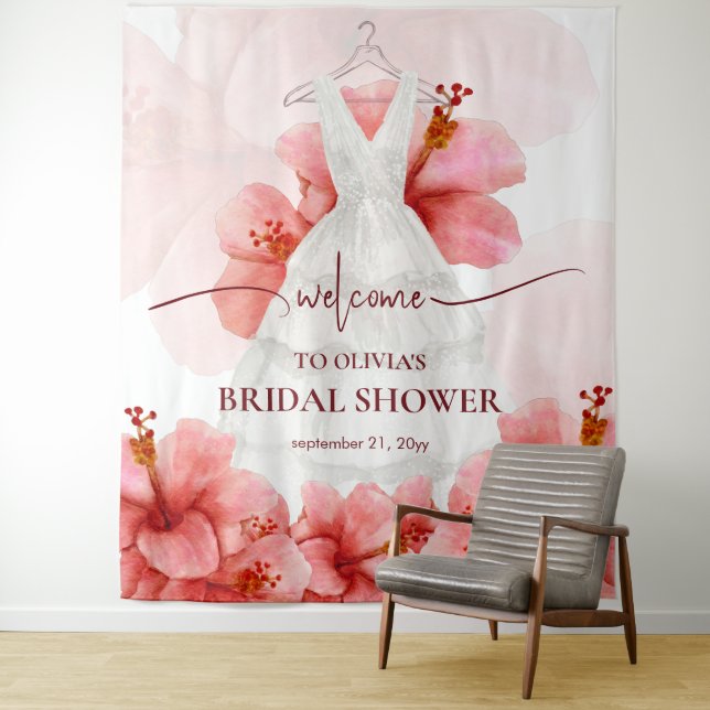 Romantische Blume Dress Brautparty Willkommen Wandteppich (Beispiel)