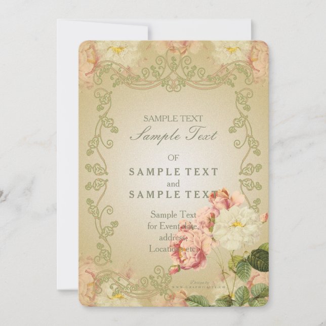 Romantische Blume - Einladungskarte (Vorderseite)