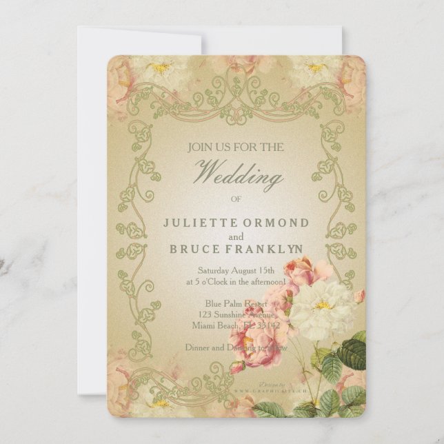 Romantische Blume - Einladungskarte (Vorderseite)