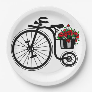 Romantische Blume Fahrradpapier Teller