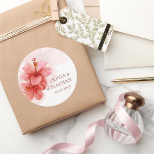 Romantische Blume Gastgeschenk Hochzeit Runder Aufkleber