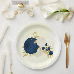 Romantische Blume Gold Pappteller