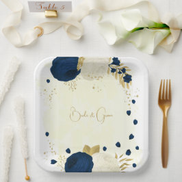 Romantische Blume Gold Pappteller