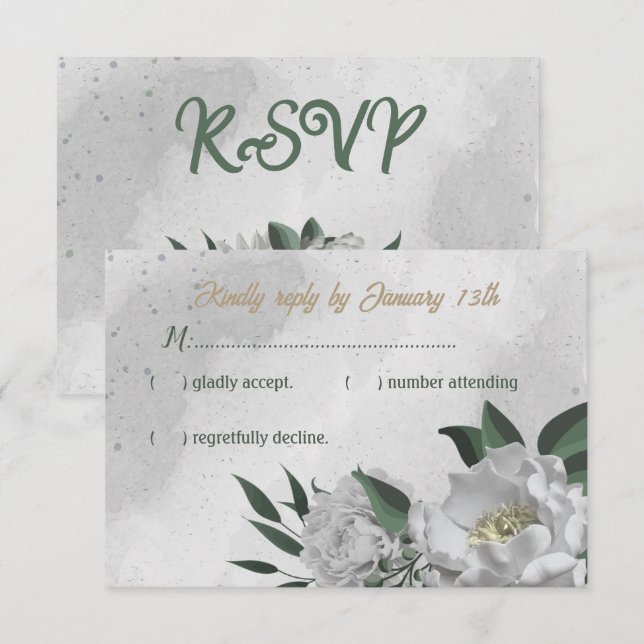 Romantische Blume Grünpflanzen botanische Hochzeit RSVP Karte (Vorne/Hinten)
