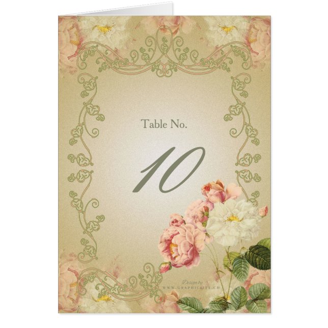 Romantische Blume - Karte, Tischnummer, Notecard (Vorne)
