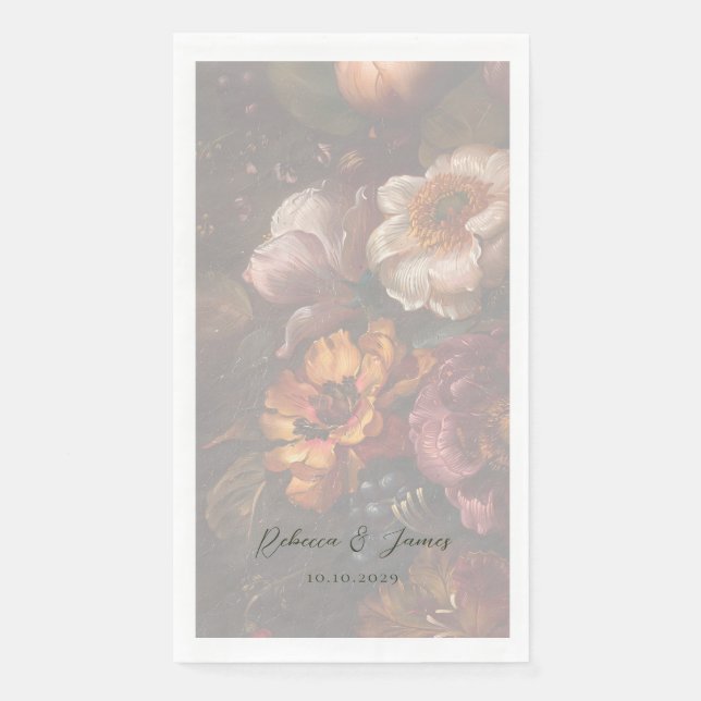 Romantische Blume Malerei Hochzeit Serviette (Vorderseite)