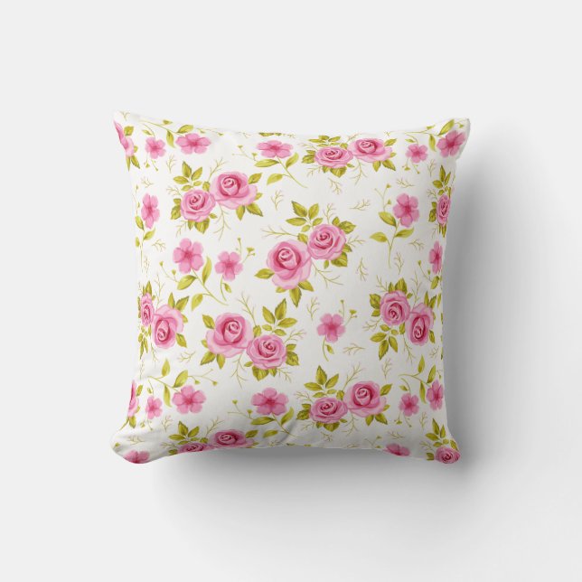 Romantische Blume Rose Rosa Weiß Muster Kissen (Vorderseite)