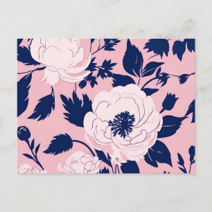 Romantische Blume Silhouetten rosa Postkarte