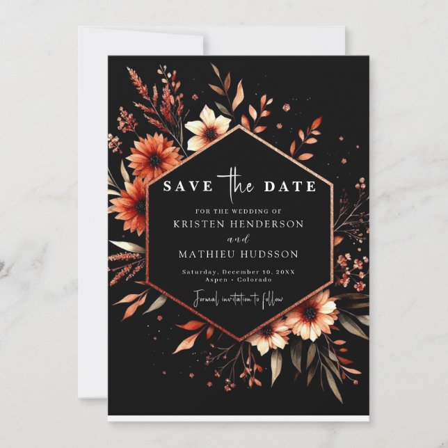 Romantische Blume Terracotta Wedding Save The Date (Vorderseite)