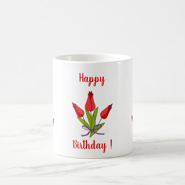 Romantische Blume Tulpen Geburtstag Minimalistisch Kaffeetasse (Mittel)