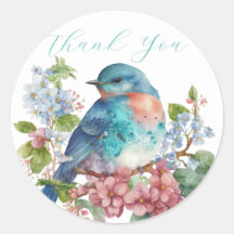 Romantische Blume und blauer Vogel vielen Dank
