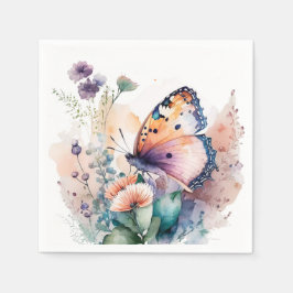 Romantische Blume und Schmetterling Serviette