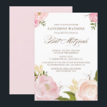 Romantische Blume Wasserfarben Bat Mitzvah Einladu Einladung<br><div class="desc">Individuell anpassbare Bat Mitzvah Einladung mit handgezeichneten Aquarellbildern von rosafarbenen Erbsen. Ähnliche Artikel und passende Artikel sind in meinem Shop erhältlich.</div>