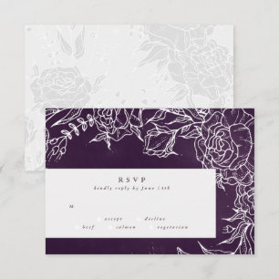 Romantische Blume Wreath Lila Hochzeit RSVP Karte
