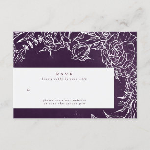Romantische Blume Wreath Lila QR Code Hochzeit RSVP Karte