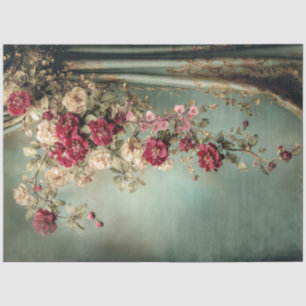 Romantische Blumen & Draperie, Karmesinrot & Salbe Seidenpapier