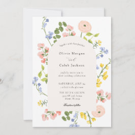 Romantische Blumen Elegante Hochzeit Einladung