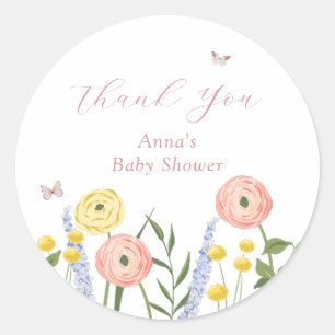 Romantische Blumen-Eleganz Baby-Shower-Geschenkanh Runder Aufkleber