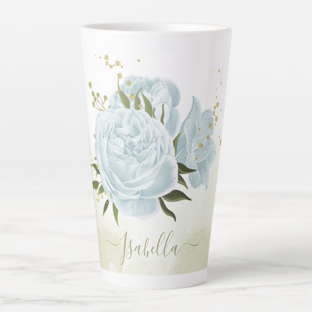 romantische Blumen & grüne Blätter botanisch Milchtasse (Vorderseite)