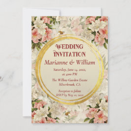 Romantische Blumen-Hochzeitseinladung zum Anpassen