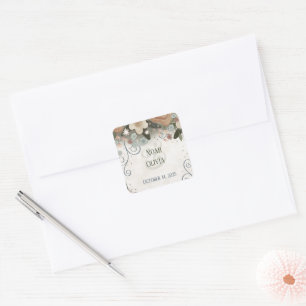Romantische Blumen-Inspirivity Wedding Elegant Quadratischer Aufkleber